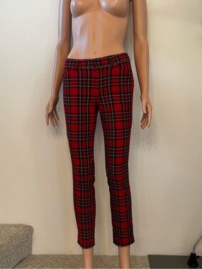 GAP Red Plaid Slim Chinos